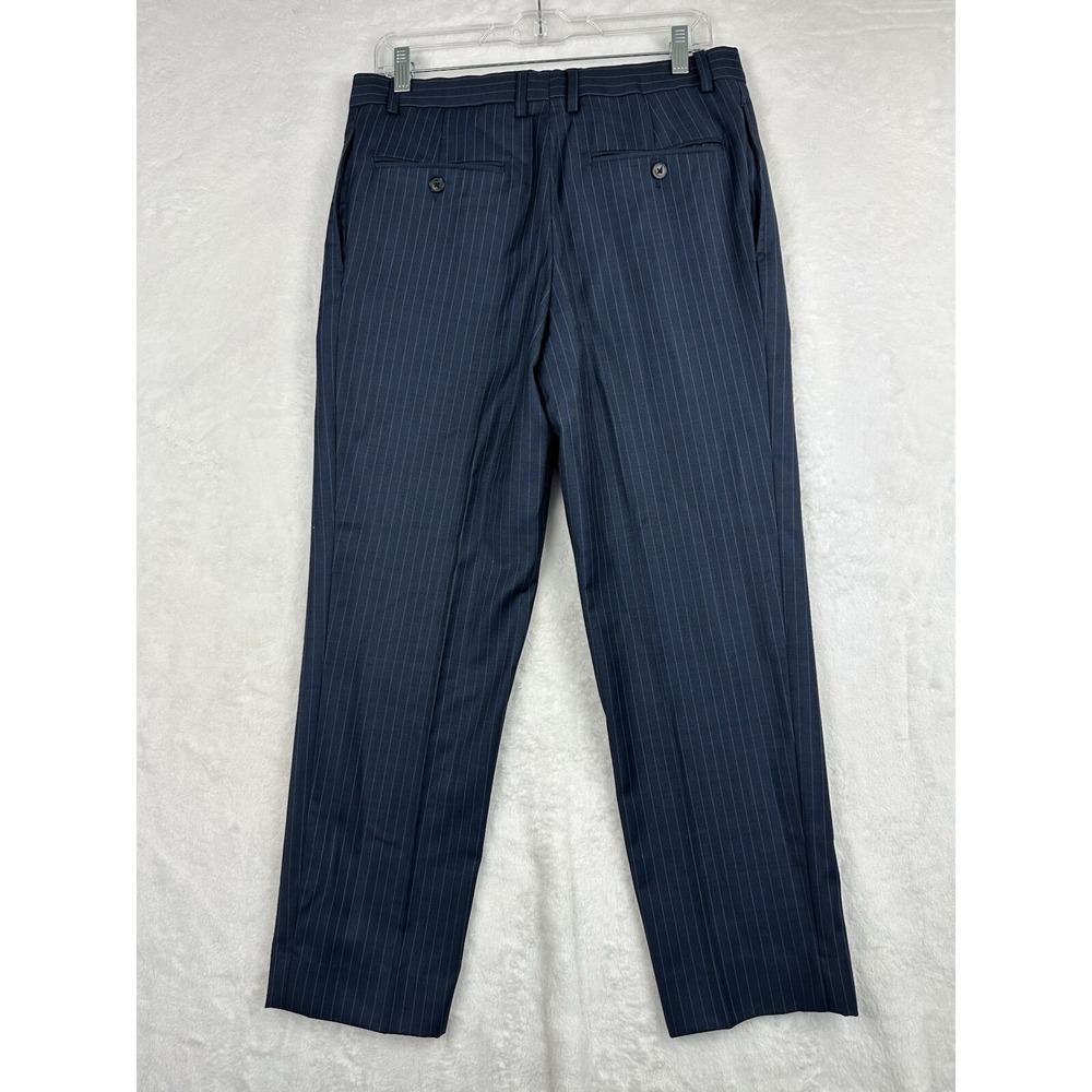 Joseph Abboud Dark Blue Navy Pinstripe Flat Front Wool Mens Dress Pants 32x26.5‎ - Picture 10 of 12